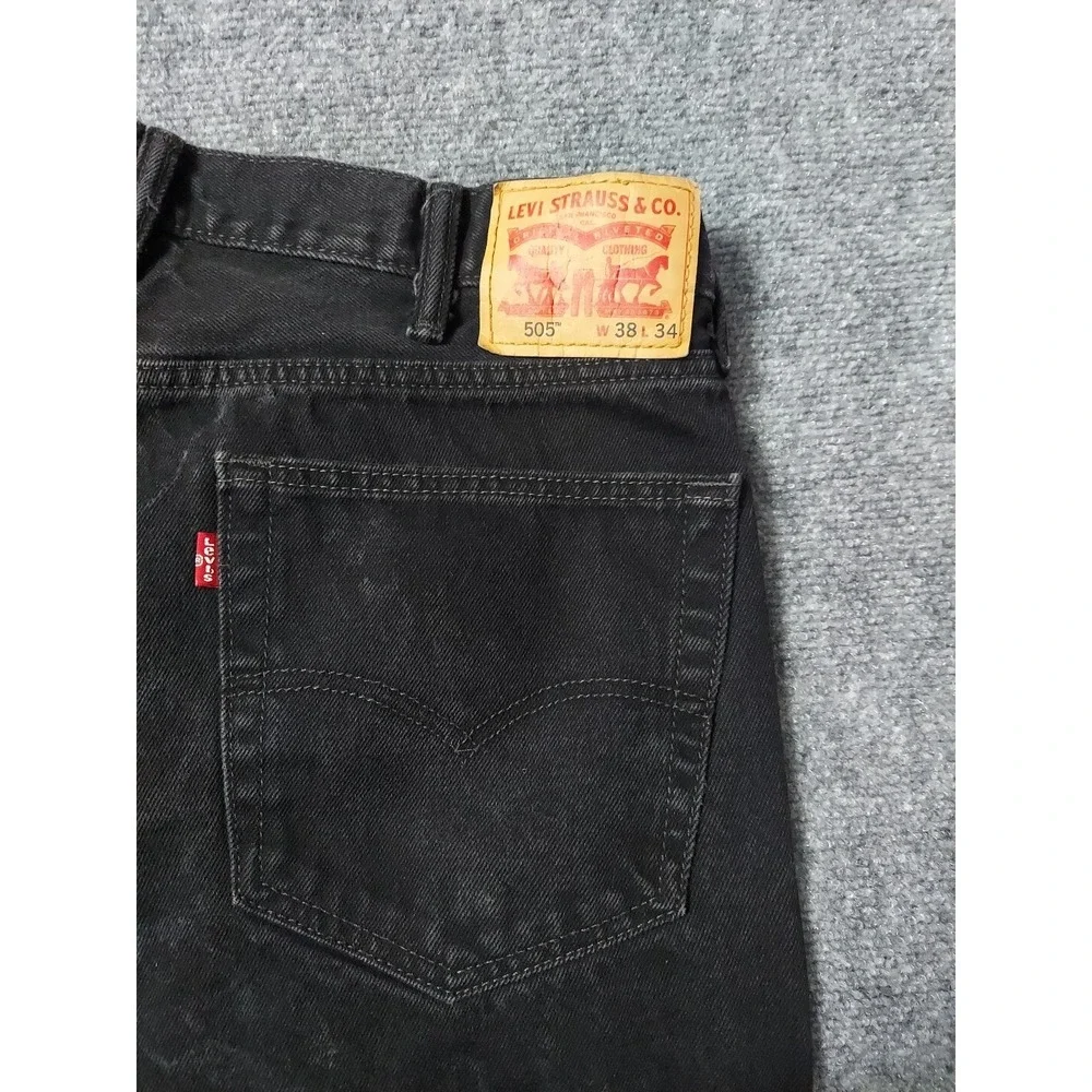 Levis‎ Jeans Mens 38x34* Black 505 Regular Fit Straight leg Denim (Actual 36x33)